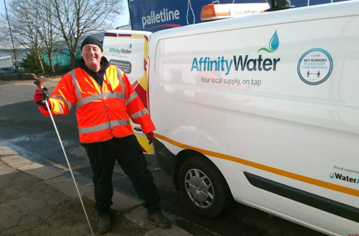 Allen smiling outside of his Affinity Water van