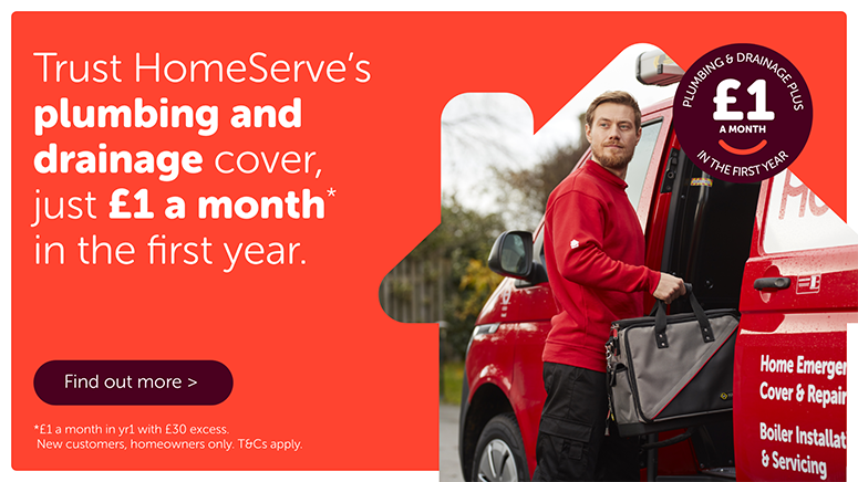 Trust Homeserve's plumbing and drainage cover from just 50p a month in the first year
