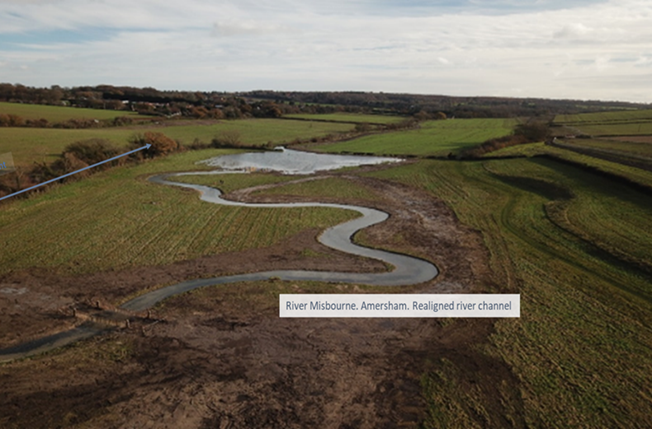 Newly constructed channel on the river misbourne