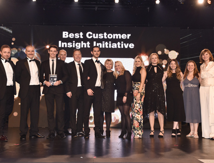 Affinity Water receiving the Best Customer Insight Initiative award alongside Fiona Bruce.