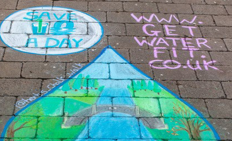 Save 10 A Day chalk artwork on the high street in Harpenden